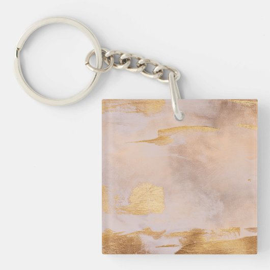 Roos Gold Blush en Gold Texture Sleutelhanger (Voorkant)