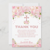 Roos Gold Blush Floral Baptisme Hartelijk dank Kaart (Voorkant)