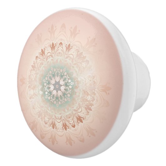 Roos Gold Blush Floral Mandala Keramische Knop (Rechts)