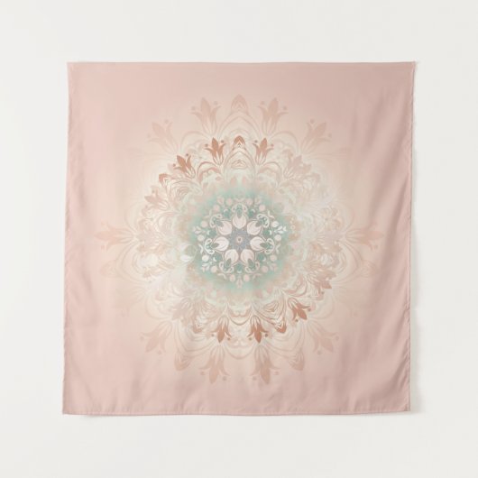 Roos Gold Blush Floral Mandala Wandkleed (Voorkant)