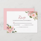 Roos Gold & Blush Flowers Weddenschap RSVP (Voorkant / Achterkant)