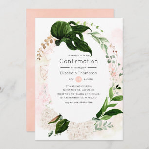 Roos Gold & Blush Geometric Greenery Bevestiging Kaart