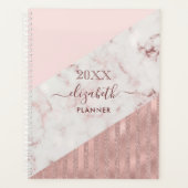 Roos Gold Blush Glam Glitter Marble Personalized Planner (Voorkant)