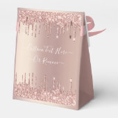 Roos Gold Blush Glitter Aangepaste Tekst Favor Box Bedankdoosjes (Achterkant)