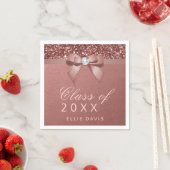Roos Gold Blush Glitter Bow Graduation Party Servet (Insitu)
