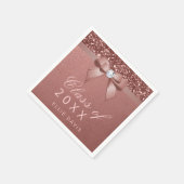 Roos Gold Blush Glitter Bow Graduation Party Servet (Hoek)