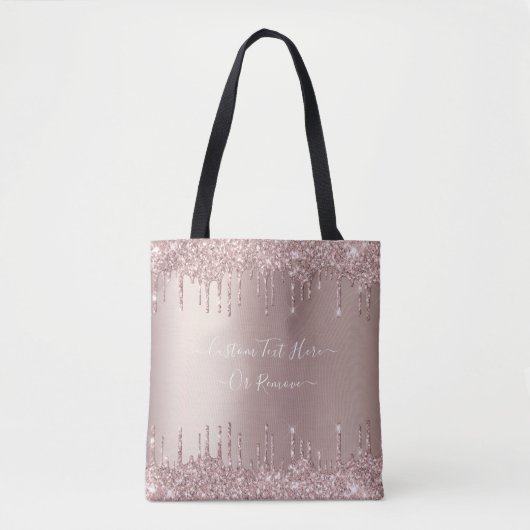 Roos Gold Blush Glitter Canvas tas met aangepaste  (Voorkant)