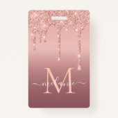 Roos Gold Blush Glitter Custom Letter Naam Badge (Achterkant)