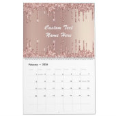 Roos Gold Blush Glitter Custom Text Gift Calendar Kalender (Feb 2026)