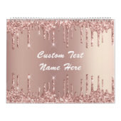 Roos Gold Blush Glitter Custom Text Gift Calendar Kalender (Hoes)