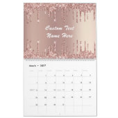 Roos Gold Blush Glitter Custom Text Gift Calendar Kalender (Mar 2027)