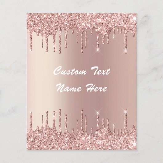 Roos Gold Blush Glitter Custom Text Name Flyer (Voorkant)
