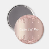 Roos Gold Blush Glitter Drift Custom Text Magnet Magneet (Voorkant / Achterkant)