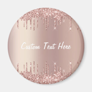 Roos Gold Blush Glitter Drift Custom Text Magnet Magneet