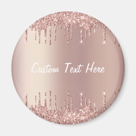 Roos Gold Blush Glitter Drift Custom Text Magnet Magneet (Voorkant)