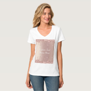 Roos Gold Blush Glitter Drift Jouw tekst T-Shirt