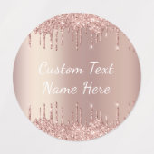 Roos Gold Blush Glitter Drift Labels Aangepaste te (Design 2)