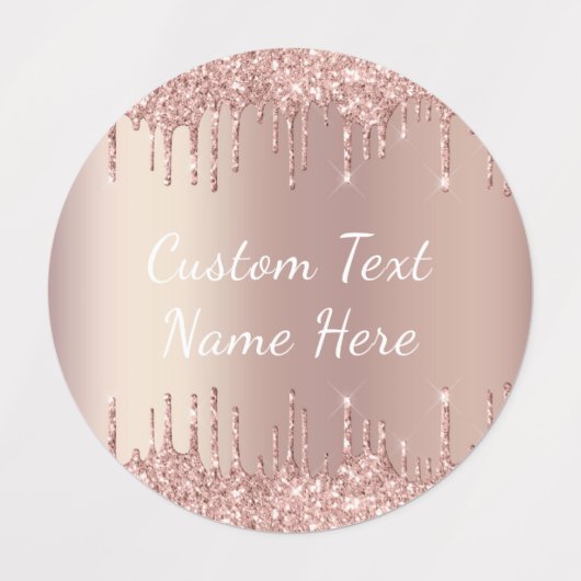 Roos Gold Blush Glitter Drift Labels Aangepaste te (Design 3)