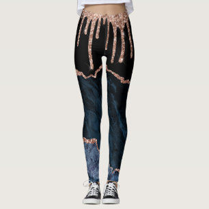 Roos Gold Blush Glitter Drip Navy Black Leggings