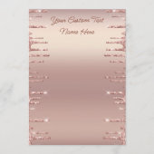 Roos Gold Blush Glitter Drivers Jouw tekst Menu (Voorkant)