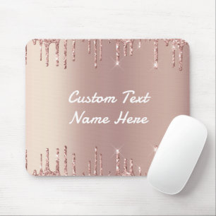 Roos Gold Blush Glitter Drivers Naam Muismat tekst