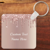 Roos Gold Blush Glitter Drivers Naam Sleutelhanger (Achterkant)