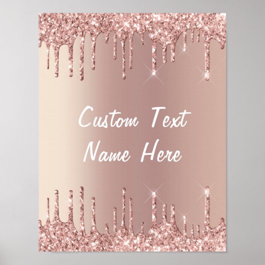 Roos Gold Blush Glitter Drivers Poster Aangepaste  (Voorkant)