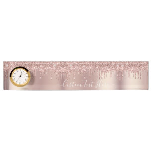 Roos Gold Blush Glitter Drivers Text Desk Name Bor Naambordje