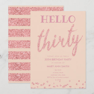 Roos Gold Blush Glitter "Hallo Dertigtal dagen" Kaart