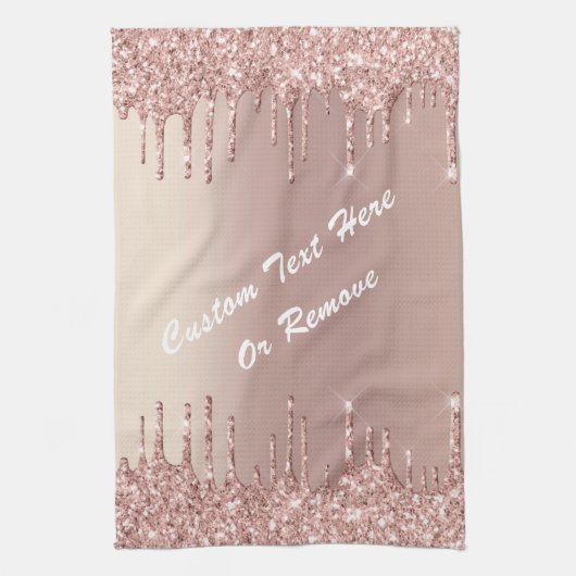 Roos Gold Blush Glitter Kitchen Towel Custom Text Theedoek (Verticaal)