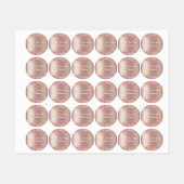 Roos Gold Blush Glitter Labels Aangepaste tekst - (Vel)