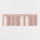 Roos Gold Blush Glitter Labels met aangepaste teks (Design 2)