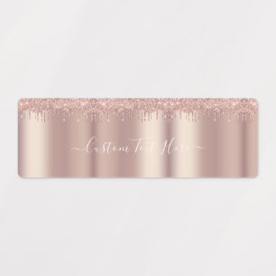 Roos Gold Blush Glitter Labels met aangepaste teks