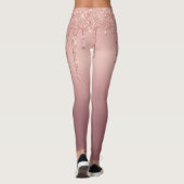 Roos Gold Blush Glitter Leggings met aangepaste te (Achterkant)