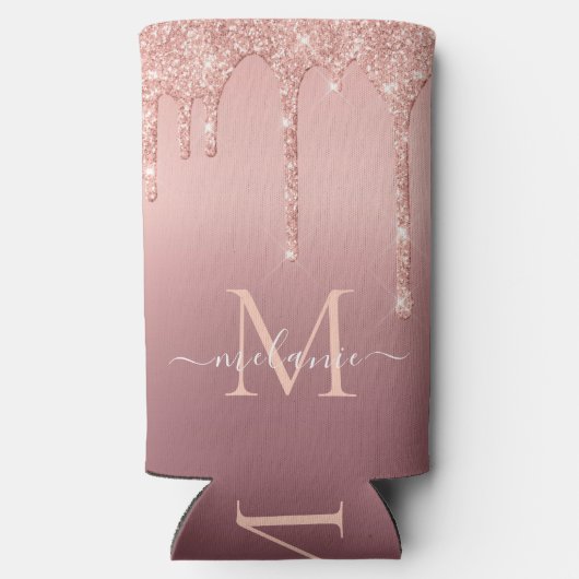 Roos Gold Blush Glitter Name Letter Koelbox (Achterkant)