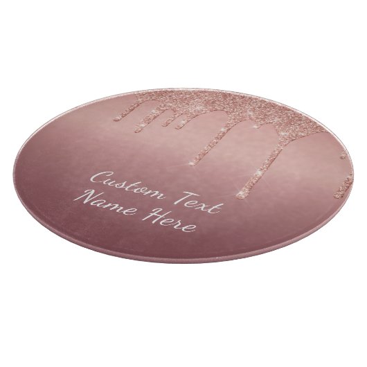 Roos Gold Blush Glitter Snijplank Aangepaste tekst (Hoek)