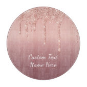 Roos Gold Blush Glitter Snijplank Aangepaste tekst (Voorkant)