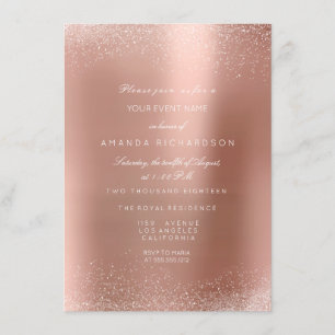 Roos Gold Blush Glitter Spark Sand Bridal Birthday Kaart