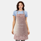 Roos Gold Blush Glitter Sparkle Custom Text Schort (Gedragen)