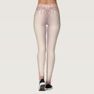 Roos Gold Blush Glitter Sparkle Drift Chic Dance Leggings