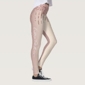 Roos Gold Blush Glitter Sparkle Drift Chic - Tekst Leggings (Rechts)