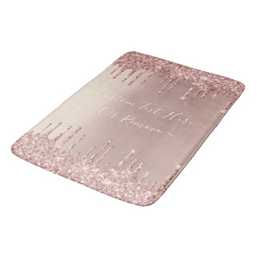 Roos Gold Blush glitter Sparkle Drift Custom Text  Badmat (Gekanteld)