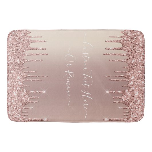 Roos Gold Blush glitter Sparkle Drift Custom Text  Badmat (Voorkant)