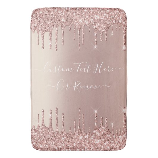 Roos Gold Blush glitter Sparkle Drift Custom Text  Badmat (Voorkant Verticaal)