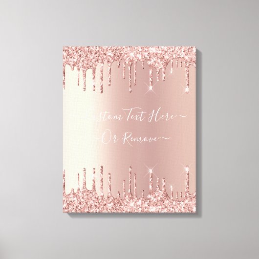 Roos Gold Blush glitter Sparkle Drift Custom Text Canvas Afdruk (Voorkant)