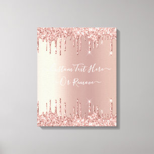Roos Gold Blush glitter Sparkle Drift Custom Text Canvas Afdruk