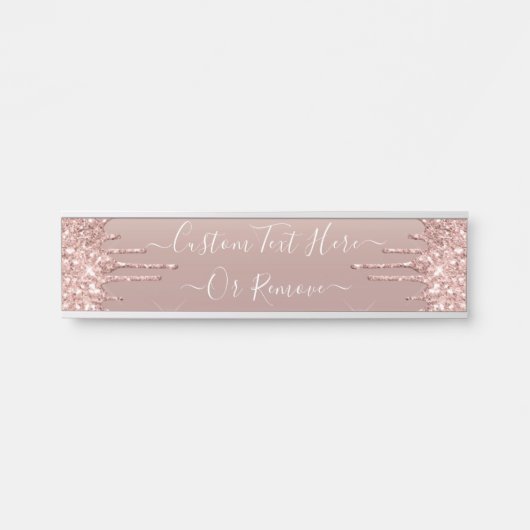 Roos Gold Blush glitter Sparkle Drift Custom Text Deurbordje (Voorkant)