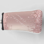 Roos Gold Blush glitter Sparkle Drift Custom Text  Golfheadcover (Voorkant)