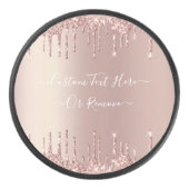 Roos Gold Blush glitter Sparkle Drift Custom Text Hockey Puck (Voorkant)