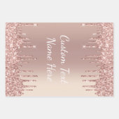 Roos Gold Blush glitter Sparkle Drift Custom Text Inpakpapier Vel (Voorkant)